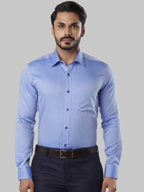 

Raymond Men Blue Regular Fit Self Design Formal Shirt