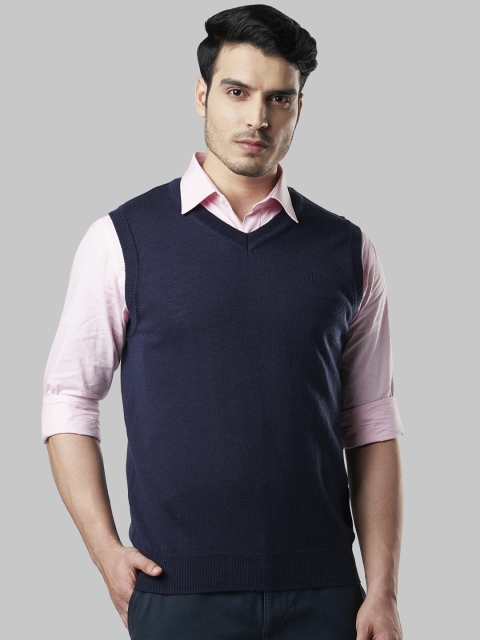 

Raymond Men Navy Blue Solid Sweater