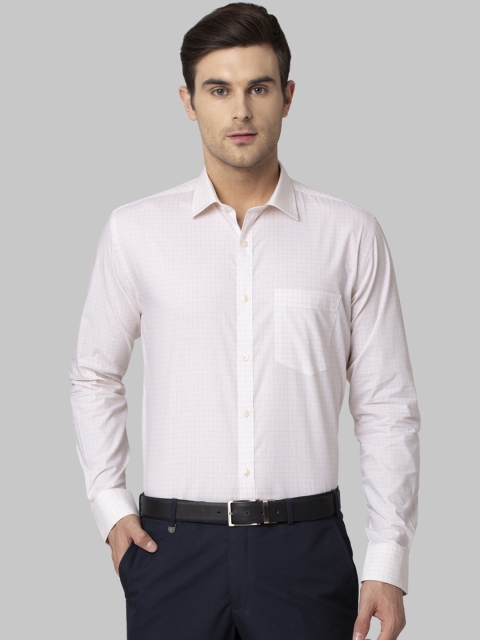 

Park Avenue Men Off-White & Beige Slim Fit Checked Formal Shirt