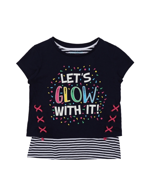 

Pantaloons Junior Girls Navy Blue Printed Round Neck T-shirt