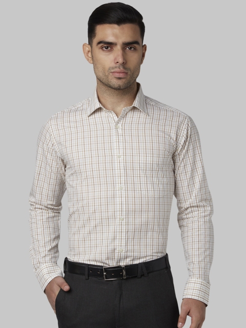 

Park Avenue Men Beige Slim Fit Checked Formal Shirt
