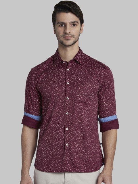 

Parx Men Maroon Slim Fit Printed Casual Shirt