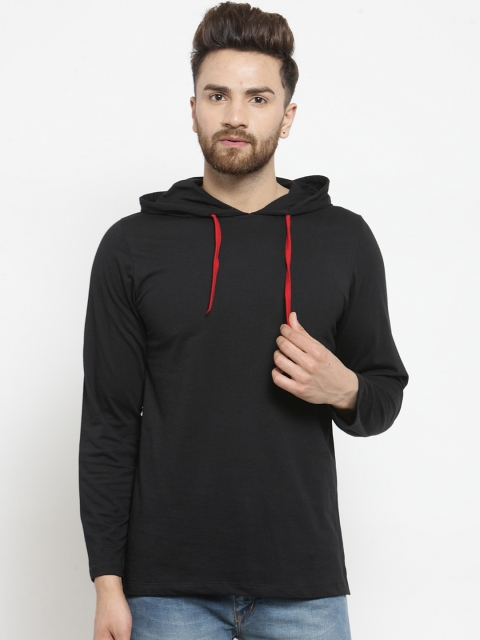 

Kalt Men Black Solid Hood T-shirt