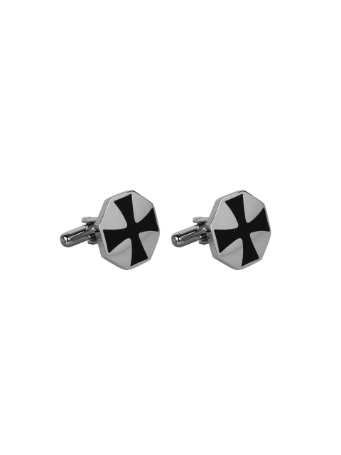 

JEWEL JUNCTION Silver-Toned Geometric Cufflinks