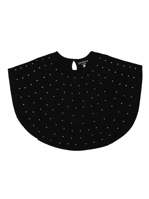 

Pantaloons Junior Girls Black Pure Cotton Embellished Cape Top