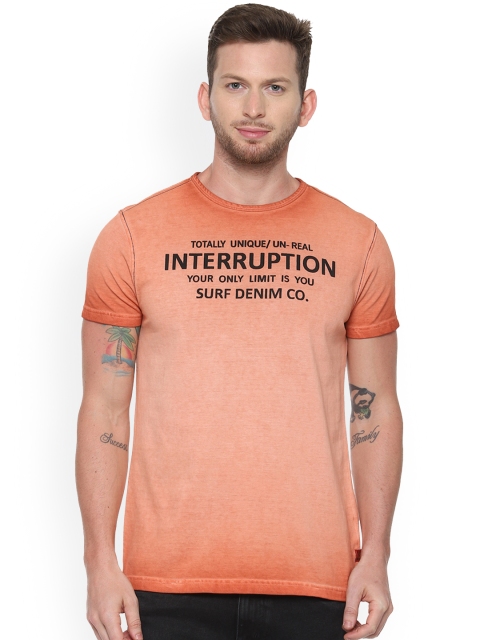 

People Men Orange Printed Round Neck T-shirt
