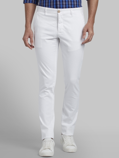 

Parx Men White Tapered Fit Solid Regular Trousers