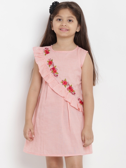 

Bitiya by Bhama Girls Peach-Coloured Solid A-Line Dress