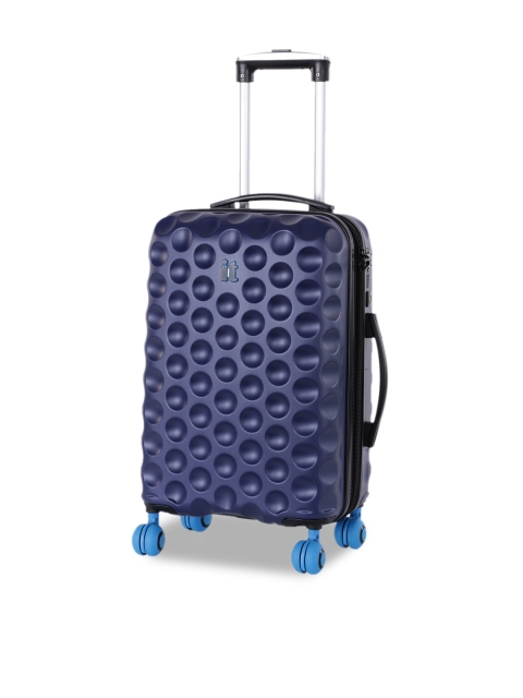 

IT Luggage Blue Textured Bubble Spin Cabin Trolley Suitcase