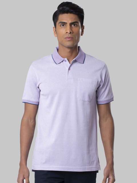 

Raymond Men Lavender Solid Polo Collar T-shirt