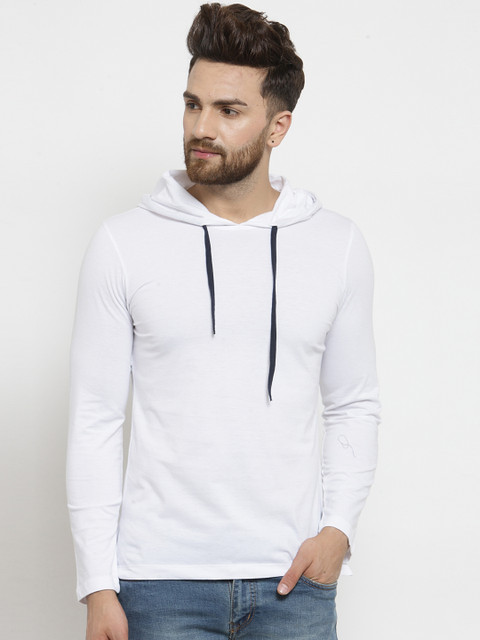 

Kalt Men White Solid Hood T-shirt