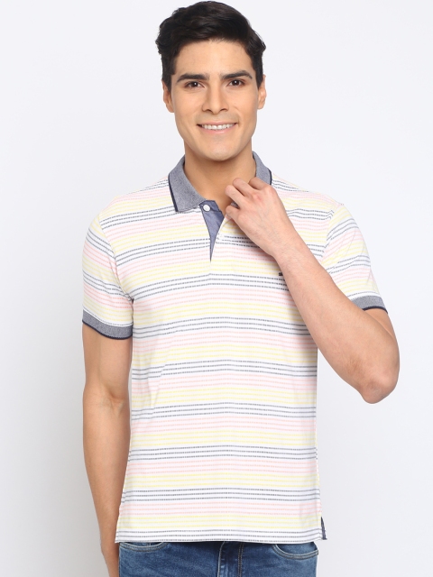 

Crocodile Men White & Yellow Striped Polo Collar T-shirt