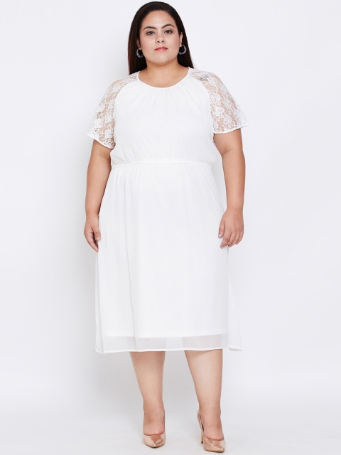 

Oxolloxo Women White Solid Blouson Dress