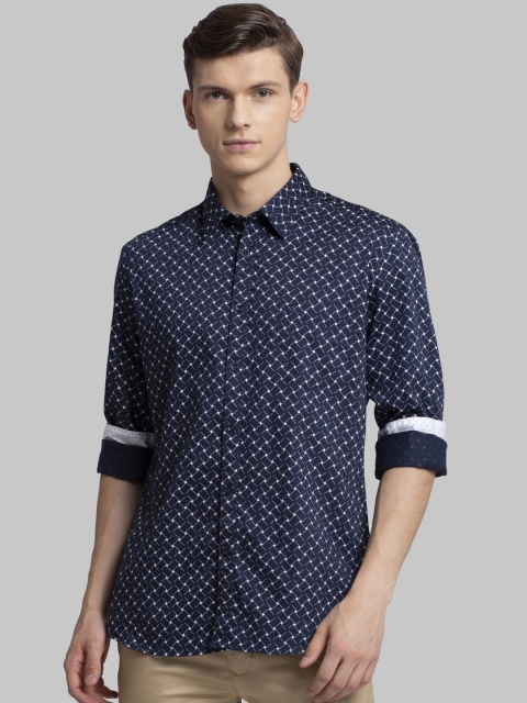 

Parx Men Navy Blue Slim Fit Printed Casual Shirt