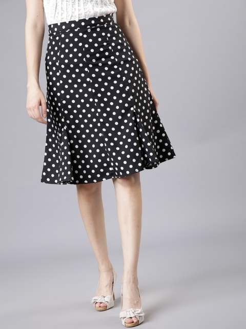 

Tokyo Talkies Women Black & White Printed A-Line Panelled Skirt
