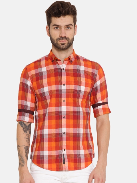 

Bene Kleed Men Red & Off-White Slim Fit Checked Casual Shirt