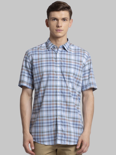 

Parx Men Blue Slim Fit Checked Casual Shirt