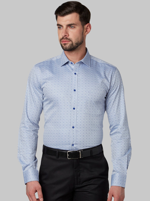 

Park Avenue Men Blue Slim Fit Striped Formal Shirt