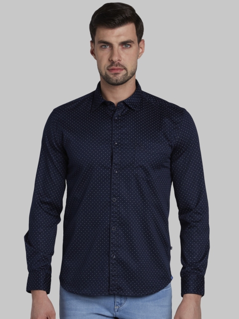 

Parx Men Navy Blue Slim Fit Printed Casual Shirt