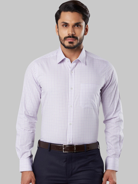 

Raymond Men Purple & White Regular Fit Checked Formal Shirt