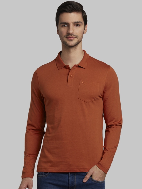 

Parx Men Rust Brown Solid Polo Collar T-shirt