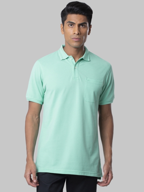 

Raymond Men Green Solid Polo Collar T-shirt