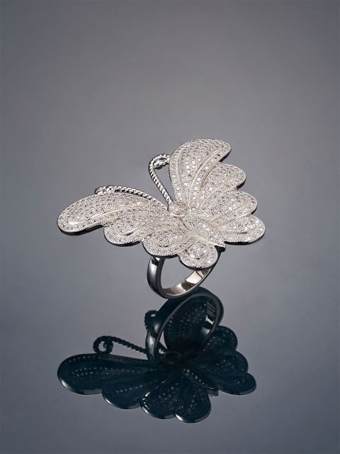 shaze Women Silver-Plated CZ-Studded Finger Ring
