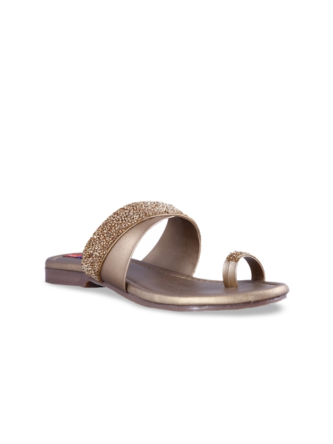 

MSC Women Gold-Toned Embellished One Toe Flats