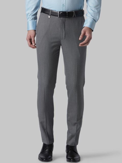 

Park Avenue Men Grey Regular Fit Self Design Formal Trousers