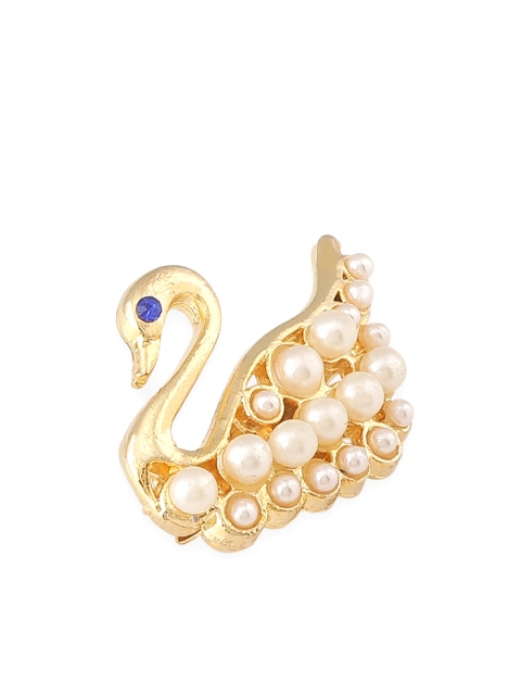 

AccessHer Gold-Plated & White Pearl Embellished Swan-Shaped Brooch