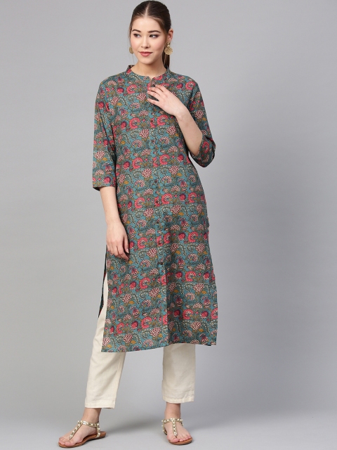 

Varanga Women Multicoloured Floral Printed Straight Kurta, Multi