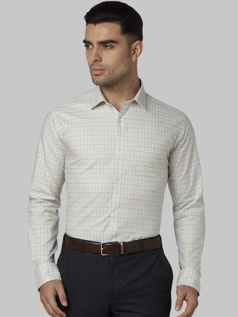 

Park Avenue Men Yellow & Blue Slim Fit Checked Formal Shirt