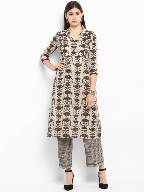 

MBE Women Brown Printed Straight Kurta