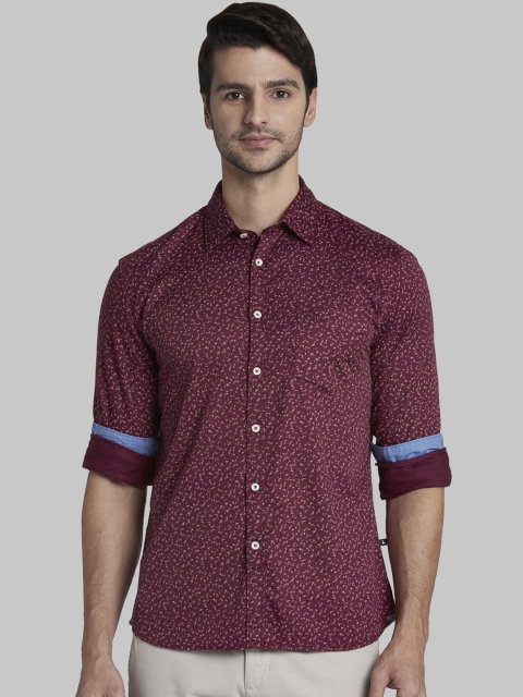 

Parx Men Maroon Slim Fit Printed Casual Shirt