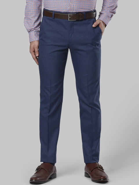 

Next Look Men Blue Slim Fit Solid Formal Trousers