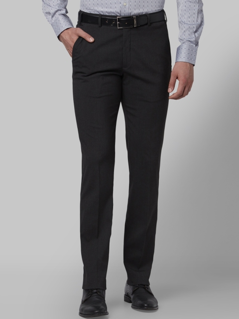 Park Avenue Men Black Slim Fit Solid Formal Trousers