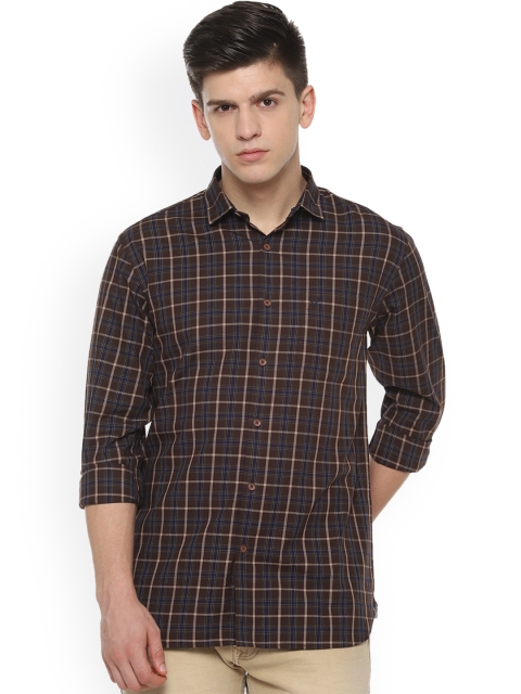 

Allen Solly Men Brown & Black Regular Fit Checked Casual Shirt
