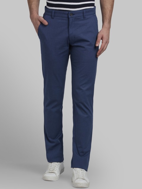 

Parx Men Blue Slim Fit Self Design Regular Trousers