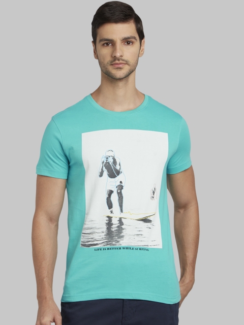 

Parx Men Green Printed Round Neck T-shirt