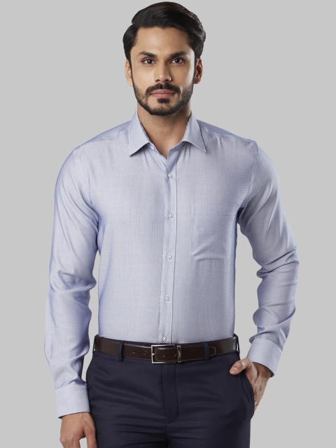 

Raymond Men Blue Regular Fit Self Design Formal Shirt