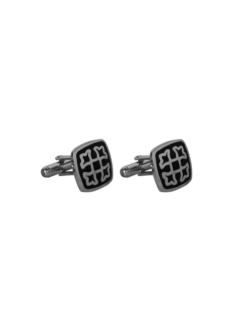 

JEWEL JUNCTION Silver-Toned Geometric Cufflinks