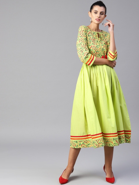 

Tulsattva Women Green Fit and Flare Dress