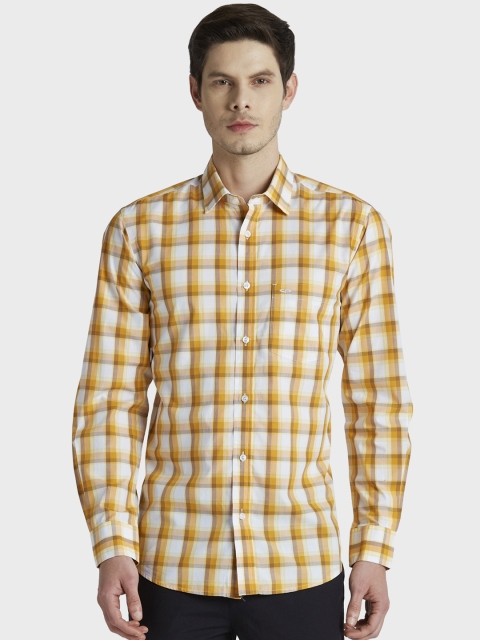 

ColorPlus Men Yellow Tailored Fit Checked Casual Shirt
