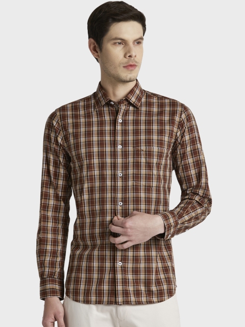 

ColorPlus Men Brown & Beige Tailored Fit Checked Casual Shirt