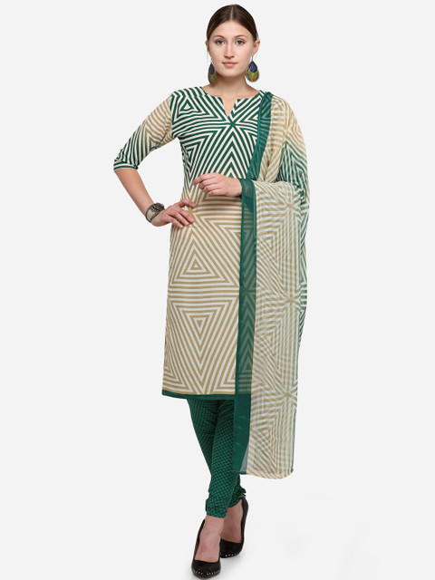 

Rajnandini Beige Silk Crepe Unstitched Dress Material