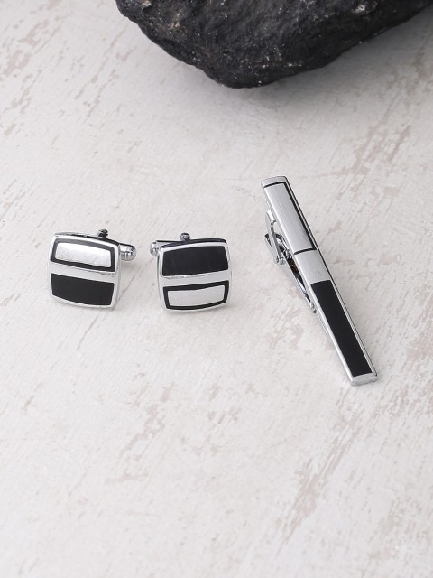 

Dare by Voylla Men Silver-Toned & Black Accessory Gift Set