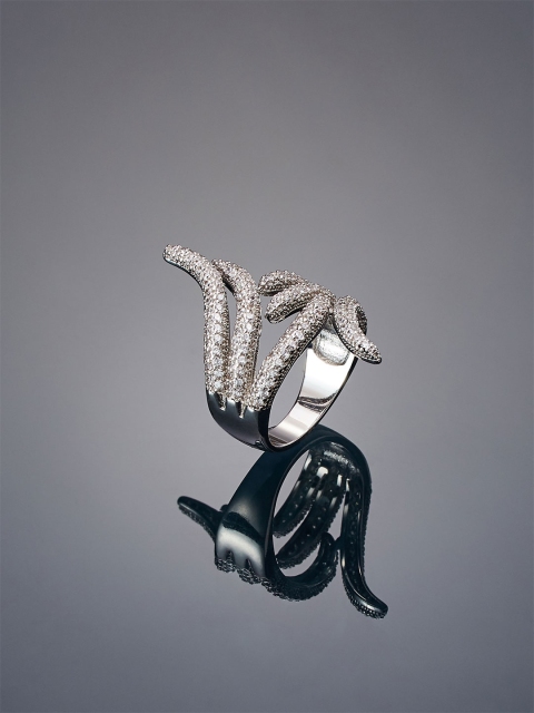 

shaze Women Silver-Plated CZ-Studded Finger Ring