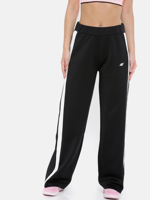 

4F Women Black Solid Straight-Fit Trackpants