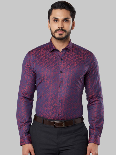 

Next Look Men Maroon & Blue Slim Fit Printed Formal Shirt