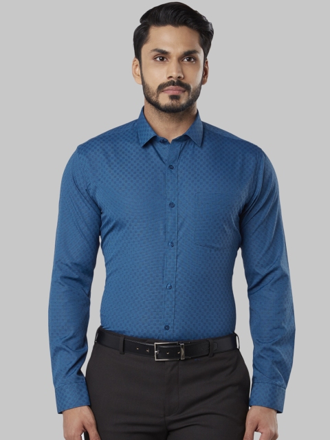 

Next Look Men Blue Slim Fit Self Design Casual Shirt